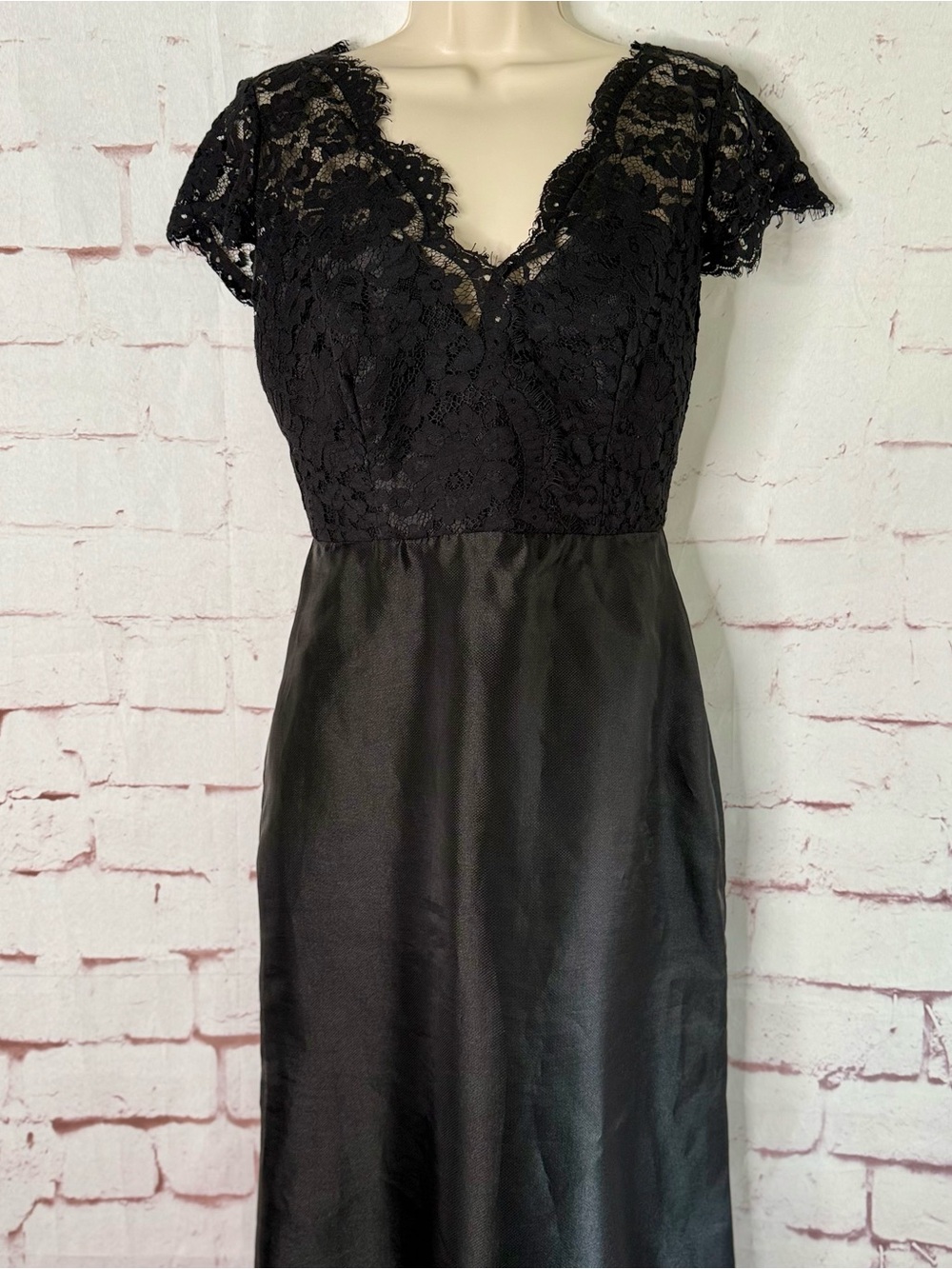 NOIR by Lazaro Black Chantilly Lace Silk Organza Formal Evening Gown Size 12 - Picture 13 of 16